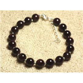 Bracelet Silver 925 and semi precious stone - Garnet 8mm