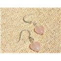 Boucles Oreilles Argent 925 et Pierre - Quartz Rose Coeurs 10mm