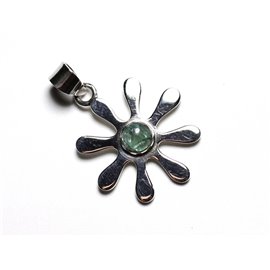 PE114 - Pendant Silver 925 and Stone - Flower 25mm Apatite 