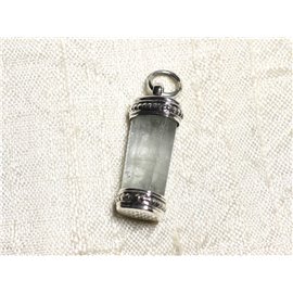 N4 - 925 Sterling Silver Pendant and Stone - Raw Aquamarine 26mm 