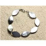 Bracelet Argent 925 et Nacre Noire Marquises 17x10mm 