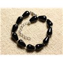 Bracelet Argent 925 et Pierre - Onyx Noir Gouttes 12mm 