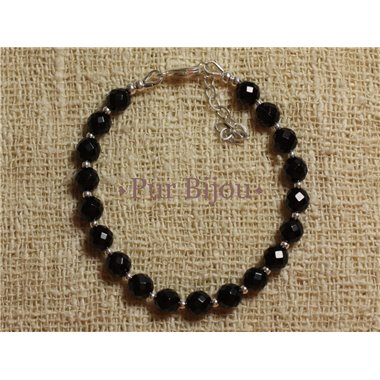 Bracelet Argent 925 et Onyx Noir Facetté  2