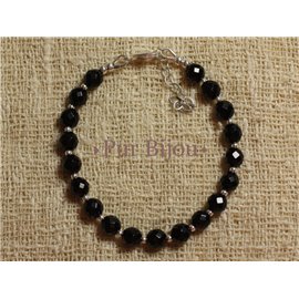 Bracelet Argent 925 et Onyx Noir Facetté 