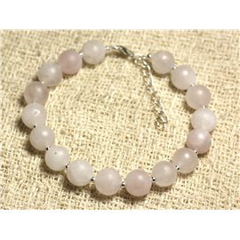 Pulsera Plata 925 y piedra semipreciosa - Cuarzo rosa mate 8 mm 
