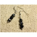 Boucles d'Oreilles Argent 925 - Hématite Facettée 6mm 