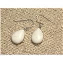 Boucles d'Oreilles Argent 925 et Magnésite Gouttes 18mm 