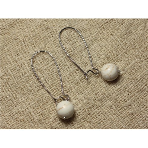 Boucles d'Oreilles Pierre semi précieuse Magnésite 10mm 