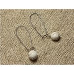 Boucles d'Oreilles Pierre semi précieuse Magnésite 10mm 