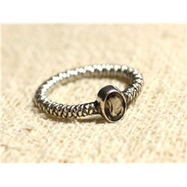 N225 - Ring Silver 925 and semi precious stone - Faceted Smoky Quartz 7x5mm