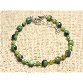 Bracelet Argent 925 et Pierre - Chrysoprase 4 et 6mm 