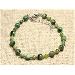 Bracelet Argent 925 et Pierre - Chrysoprase 4 et 6mm 