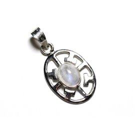 925 Silver Pendant and Stone - Aztec Oval 21mm Moonstone PE116 