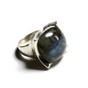 N222 - Bague Argent 925 Labradorite Carré 20mm 