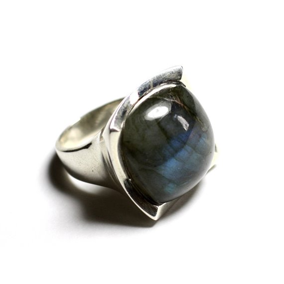 N222 - Bague Argent 925 Labradorite Carré 20mm 