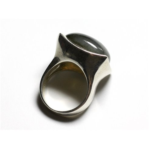 N222 - Bague Argent 925 Labradorite Carré 20mm