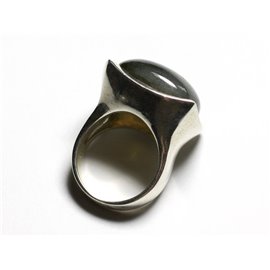 N222 - Bague Argent 925 Labradorite Carré 20mm  N222 - Bague Argent 925 Labradorite Carré 20mm