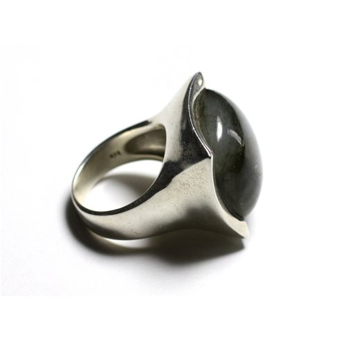 N222 - Bague Argent 925 Labradorite Carré 20mm 