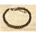 Bracelet Argent 925 et Pierre semi précieuse Quartz Fumé 4mm