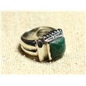 N123 - Bague Argent 925 et Pierre - Aventurine Verte Carré Facetté 10mm 