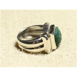 N123 - Bague Argent 925 et Pierre - Aventurine Verte Carré Facetté 10mm  N123 - Bague Argent 925 et Pierre - Aventurine Verte Carré Facetté 10mm