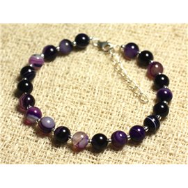 Pulsera de Plata 925 y Piedra - Ágata Violeta 6mm