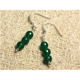 Orecchini in argento 925 - Onice verde sfaccettato 6 mm 