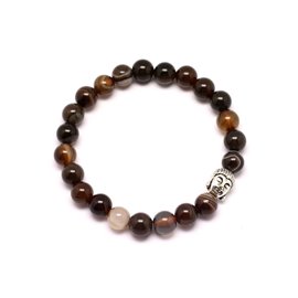 Buddha Bracelet and Semi Precious Stone - Brown Agate 8mm 