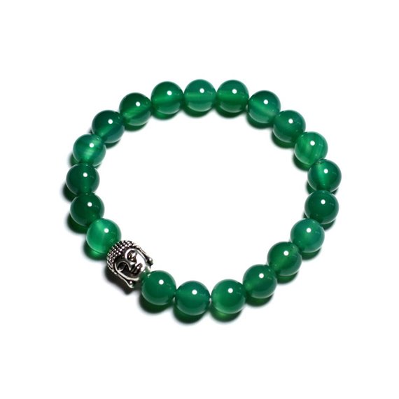 Bracelet Bouddha et Pierre semi précieuse - Onyx vert 