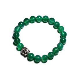 Buddha and semi-precious stone bracelet - Green onyx 