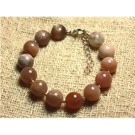 Pulsera Plata 925 y Piedra - Sunstone 10mm 