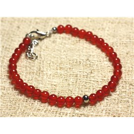 Bracelet Silver 925 and semi precious stone Carnelian 4mm