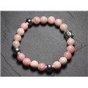 Bracelet Bouddha et Pierre semi précieuse - Opale Rose 8mm 