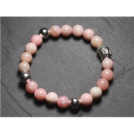 Buddha Bracelet and Semi Precious Stone - Pink Opal 8mm 