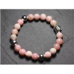 Bracelet Bouddha et Pierre semi précieuse - Opale Rose 8mm 