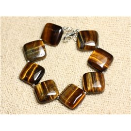 Bracelet Silver 925 and Stone - Tiger Eye Diamonds 19mm 