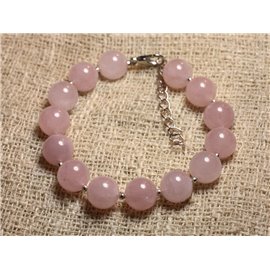 Bracelet 925 Silver and Stone - Rose Quartz 10mm 