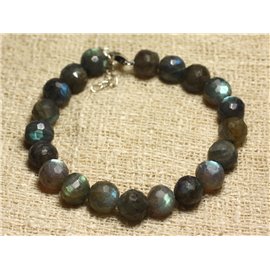 Bracelet Argent 925 et Labradorite Facettée 9-10mm