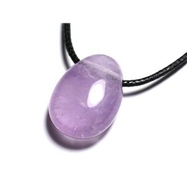 Semi Precious Stone Pendant Necklace - Amethyst Lavender Drop 25mm 
