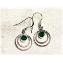 BO202 - Boucles d'Oreilles Argent 925 Cercles 18mm Émeraude 