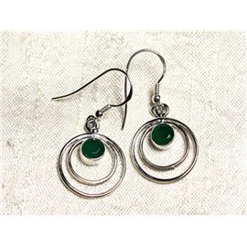 BO202 - Aretes de plata de ley con círculo de esmeralda de 18 mm 