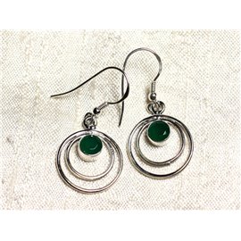 BO202 - Sterling Silver 18mm Emerald Circle Earrings 