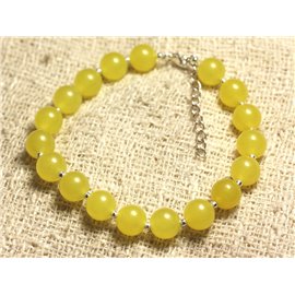 Bracelet 925 Silver and Stone - Yellow Jade 8mm 