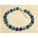 Bracelet Argent 925 et Pierre - Agate Bleue 6mm 