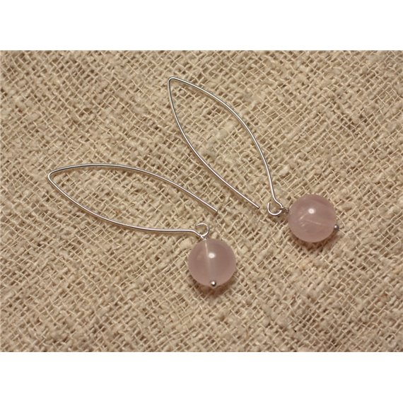 Boucles d'Oreilles Pierre semi précieuse Quartz Rose 