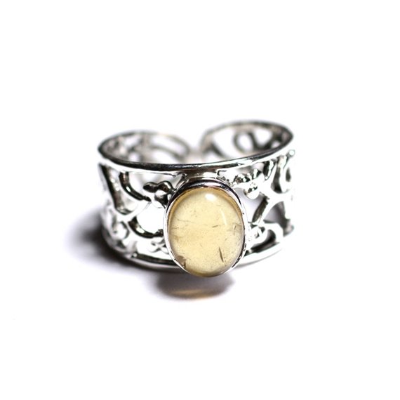 N224 - Bague Argent 925 et Pierre semi précieuse - Citrine Ovale 9x7mm 