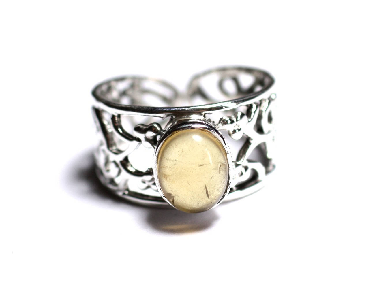 N224 - Bague Argent 925 et Pierre semi précieuse - Citrine Ovale 9x7mm 