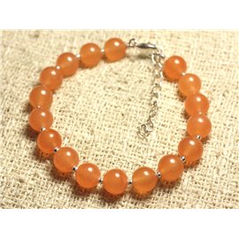 Armband 925 Silber und Stein - Orange Jade 8mm 