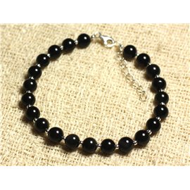 Armband 925 Silber und Stein - Regenbogen Obsidian 6mm