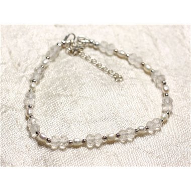Bracelet Argent 925 Pierre Quartz et perles de culture blanches 3-5mm